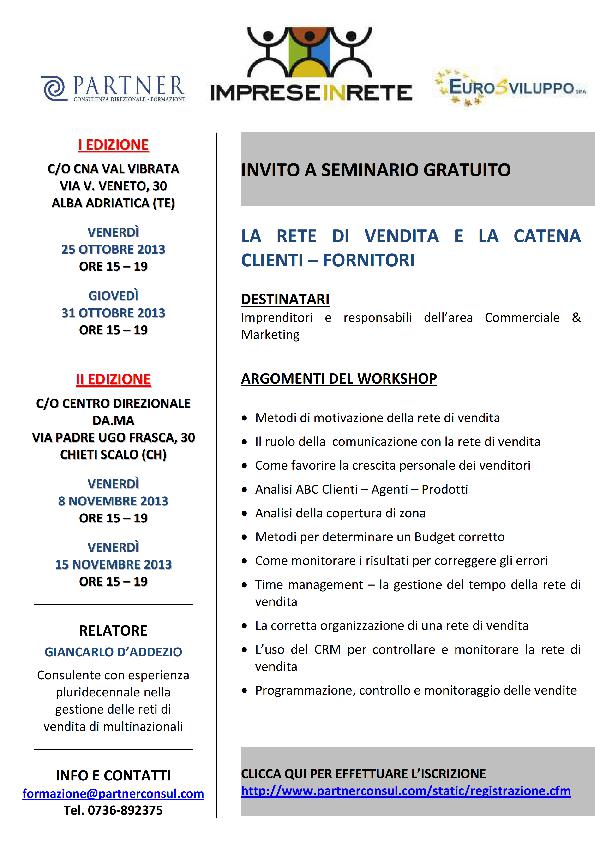Seminario: La rete di vendita e la catena clienti-fornitori
